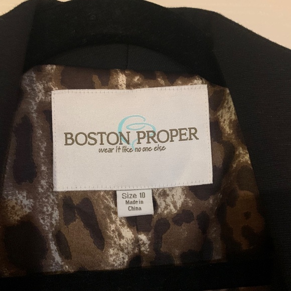 Boston Proper Black Lined Shawl Collar Blazer sz 10 - Picture 2 of 8